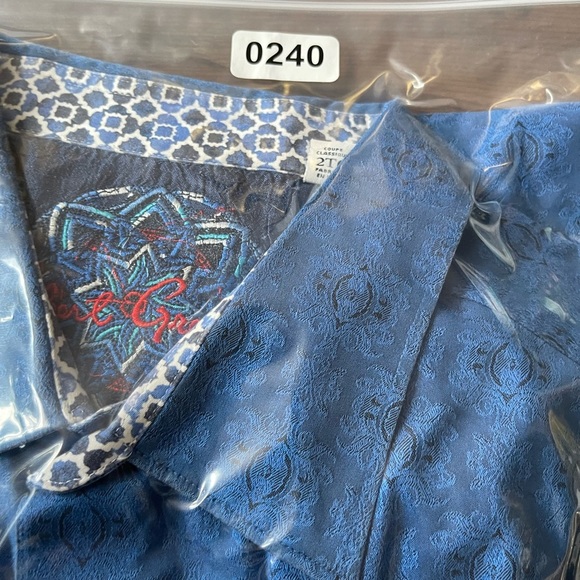 Robert Graham Long Sleeve Button Up blue flip cuff Paisley Shirt Size 2XL - Picture 14 of 14